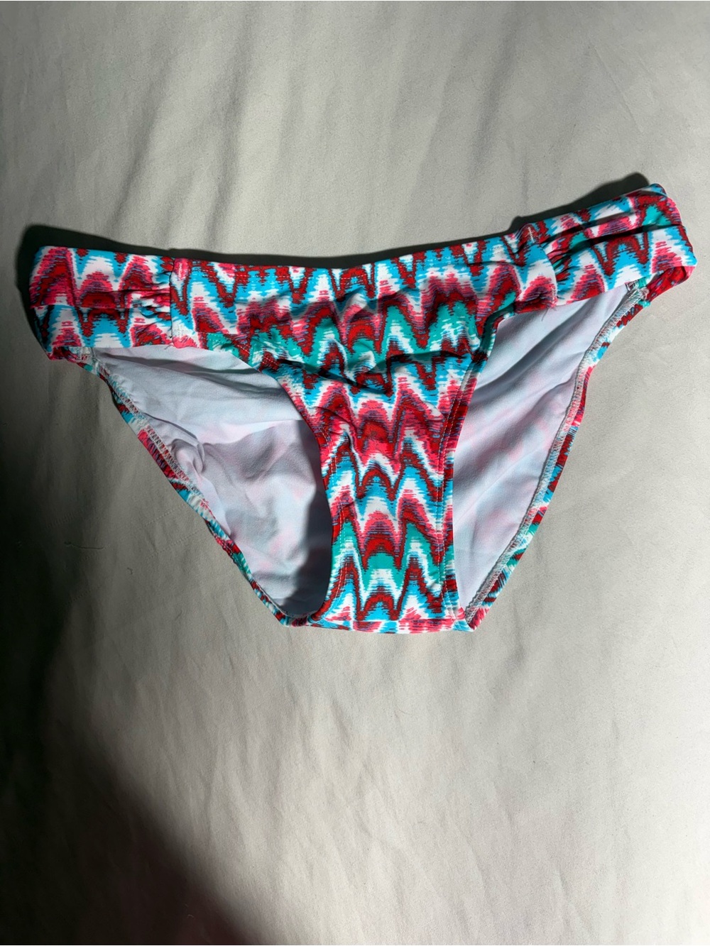 Chevron Print Bikini Bottom in Teal & Coral - Unbranded